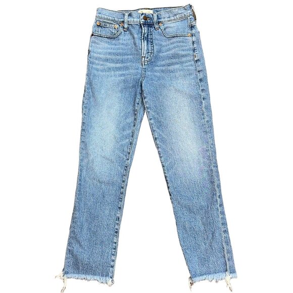 Madewell The Perfect Vintage Crop Jean Light Wash Raw Hem Size 26 Style# AF691 - Picture 1 of 10